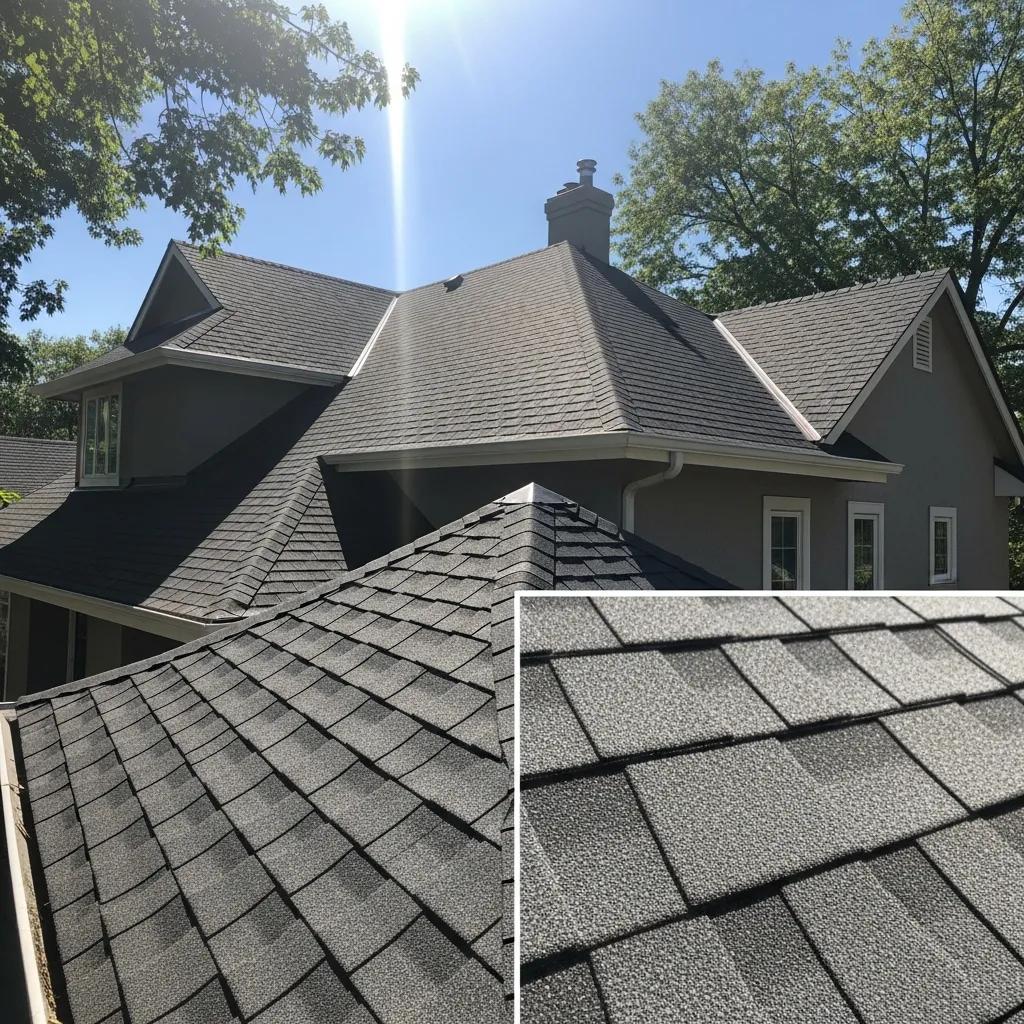 Residential home with newly installed asphalt shingle roof highlighting durability and style